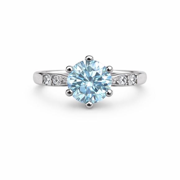 1 CT Moissanite Diamond Icey Blue FreeSize Ring
